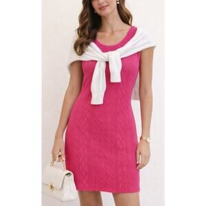 Preppy Cable Knit Sweater Dress Size Small Pink Country Club Tennis 90s Spring